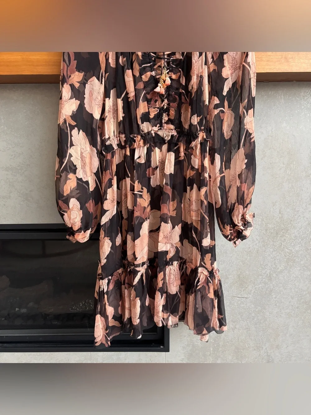 ZIMMERMANN Concert Lace-Up Floral-Print Silk-Crepon Mini Dress, Size 2/ US 6-8